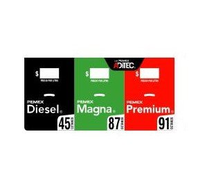 Calcomania pemex (Diesel,Magna,Premium) 20.5 x 42.5 Nvo Dise