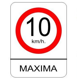 Señalamiento vitrocel 10 km/hr maxima 45 x 60 cm